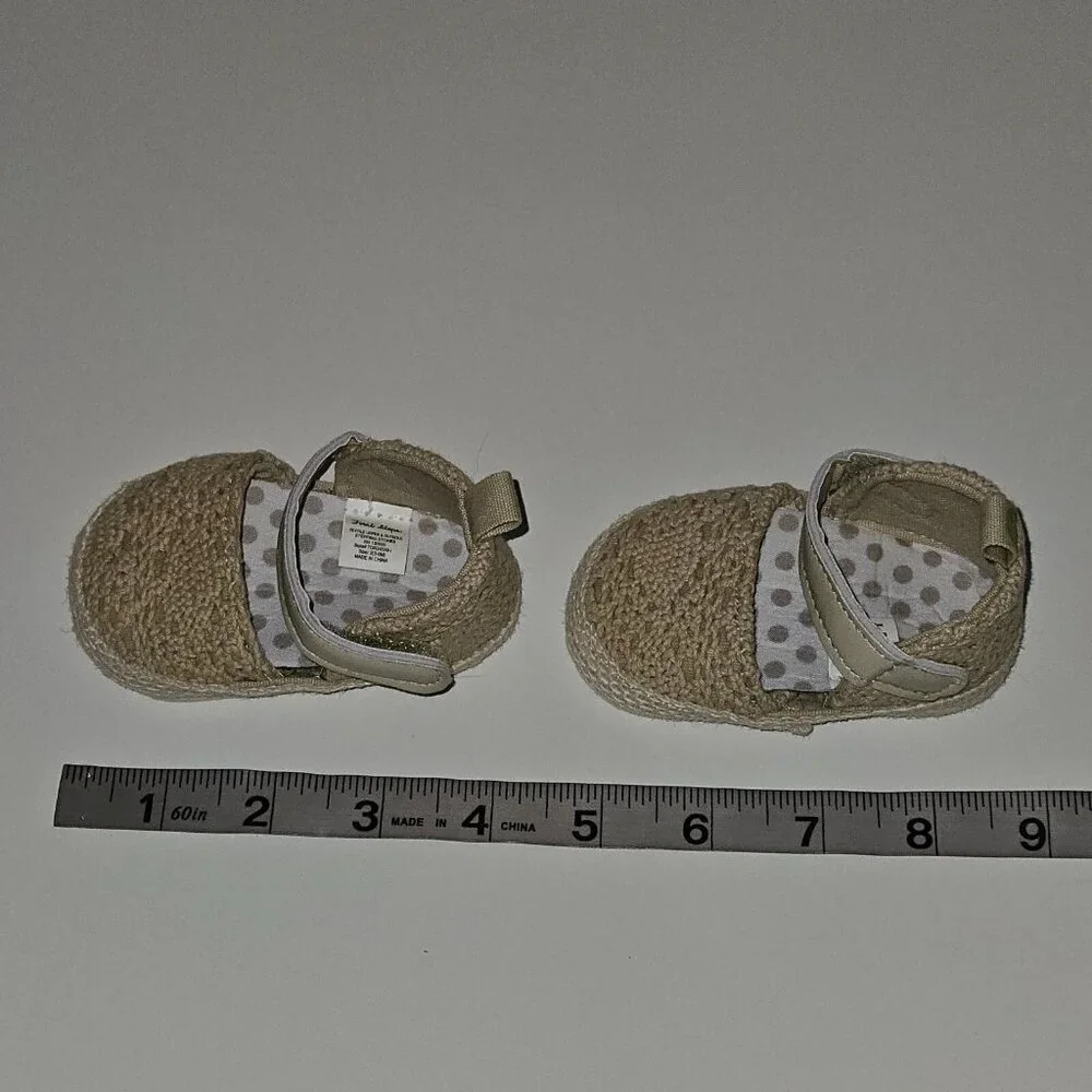 First Steps Stepping Stones Tan Baby Shoes Textile Upper Straps Size 3-6 Months